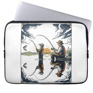 Vintage Father and Child Fishing Engraving Shirt D Laptop Sleeve