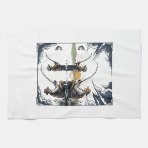 Vintage Father and Child Fishing Engraving Shirt D Tea Towel