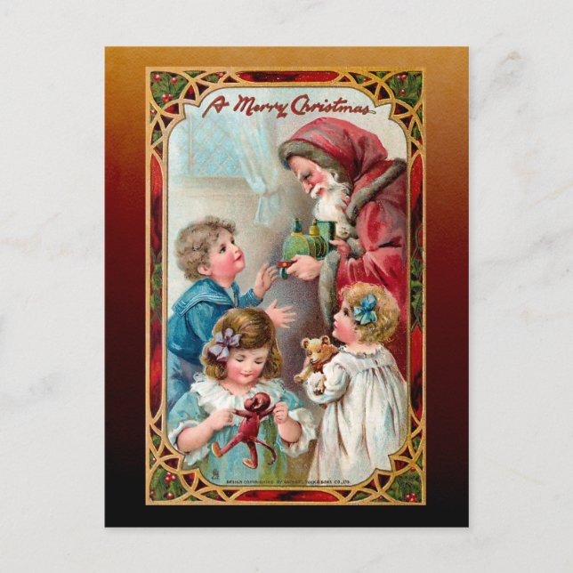 Vintage Father Christmas | Children | Ornate Frame Postcard (Front)