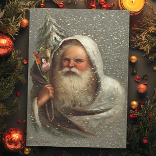Vintage Father Christmas in Snow with Toys Tissue Paper