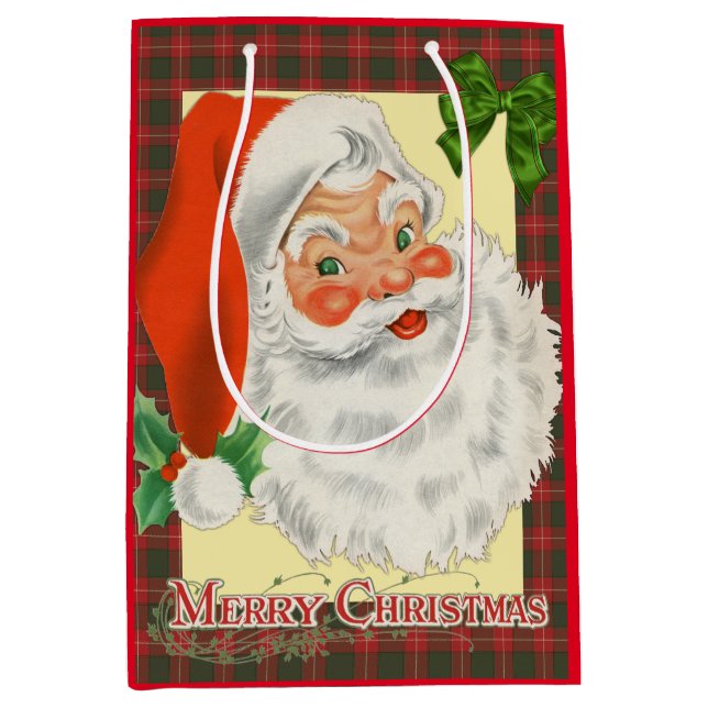Vintage Father Christmas Retro Medium Gift Bag (Front)