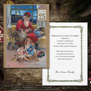 Vintage Father Christmas with Children Holiday Card