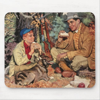 Vintage Father Son Hunting Rifle Picnic Mousepad