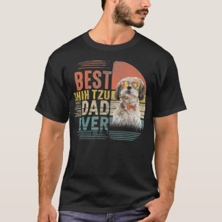 Vintage Fathers Day  Best Shih Tzu Dad Ever  T-Shirt