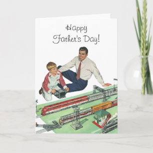Vintage Father's Day, Dad and Son with Trains Card