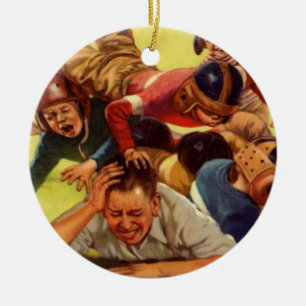 Vintage Father's Day, Football Kids and Family Dog Ceramic Tree Decoration