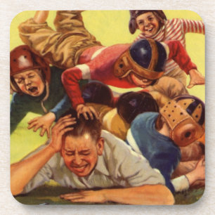 Vintage Father's Day, Football Kids and Family Dog Coaster