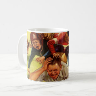 Vintage Father's Day, Football Kids and Family Dog Coffee Mug