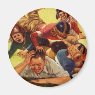 Vintage Father's Day, Football Kids and Family Dog Magnet