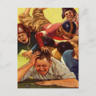 Vintage Father's Day, Football Kids and Family Dog Postcard