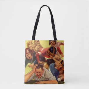 Vintage Father's Day, Football Kids and Family Dog Tote Bag
