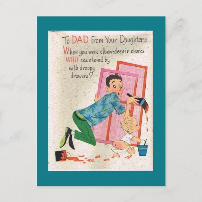 Vintage Fathers Day From Daughters Postcard (Front)