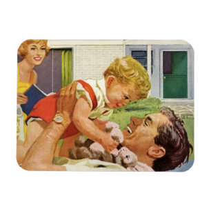 Vintage Father's Day, Happy Dad and Son Boy Magnet