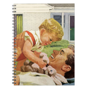 Vintage Fathers Day, Happy Family in the Suburbs Notebook
