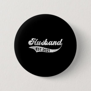 Vintage Fathers Day Promoted To Husband Est. 6 Cm Round Badge