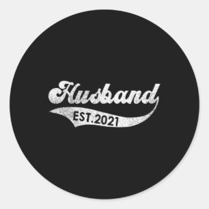 Vintage Fathers Day Promoted To Husband Est. Classic Round Sticker