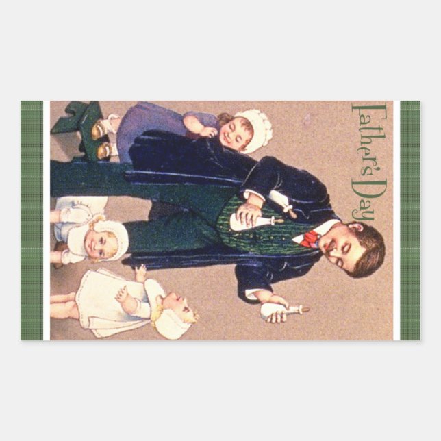 Vintage Father's Day Rectangular Sticker (Front)