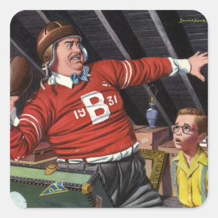 Vintage Father's Day, Sports Football Dad and Son Square Sticker