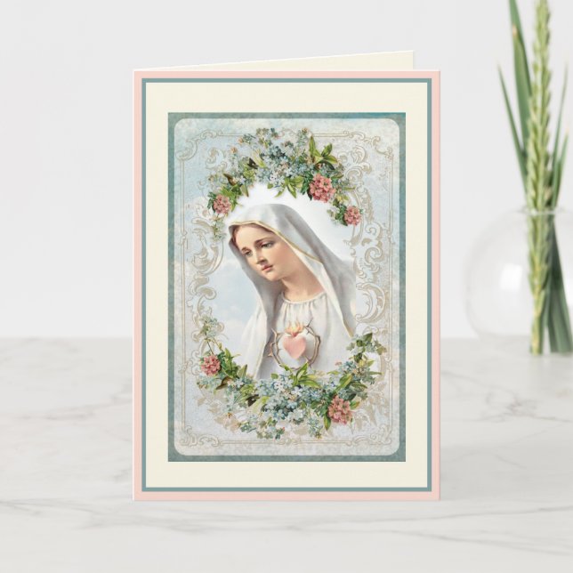 Vintage Fatima Virgin Mary Catholic Mother's Day Card (Front)