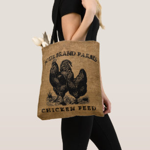 Vintage Faux Burlap Chicken Feed Sack Template 2 Tote Bag