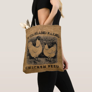 Vintage Faux Burlap Chicken Feed Sack Template Tote Bag