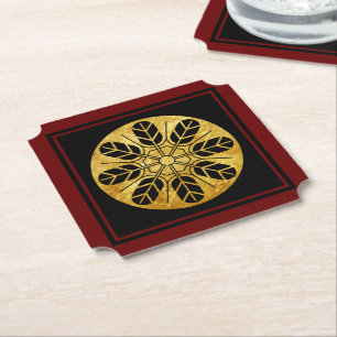 Vintage Faux Gold Japan Inoue Mon Graphic Paper Coaster