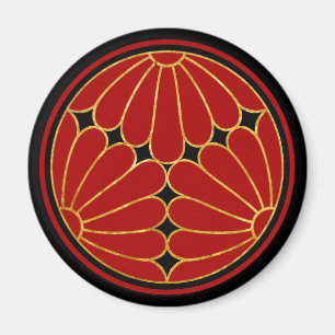 Vintage Faux Gold Kiku Chrysanthemum Mon Graphic Magnet