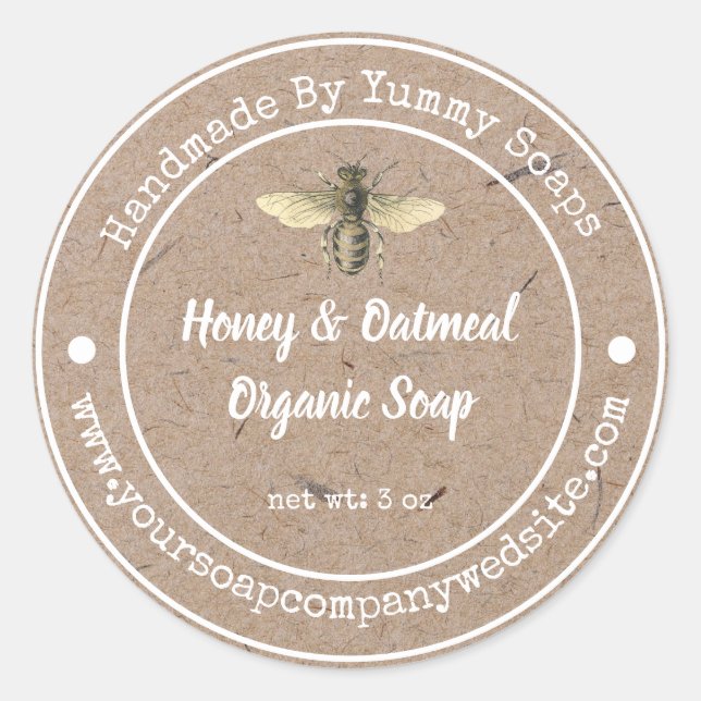 Vintage Faux Kraft Paper |Handmade Soap  Label (Front)
