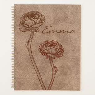Vintage Faux Leather Minimalist Personalised  Planner