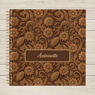 Vintage Faux Leather with Tooled Look Floral Notebook