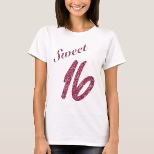 Vintage Faux Pink Glitter Sweet 16  T-Shirt
