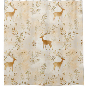 Vintage Fawn & Floral Woodland Pattern (2) Shower Curtain