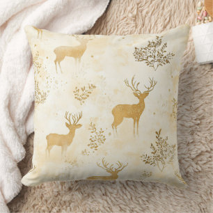Vintage Fawn & Floral Woodland Pattern Cushion
