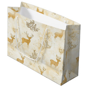 Vintage Fawn & Floral Woodland Pattern Large Gift Bag