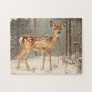 Vintage Fawn Scenic Rustic Jigsaw Puzzle