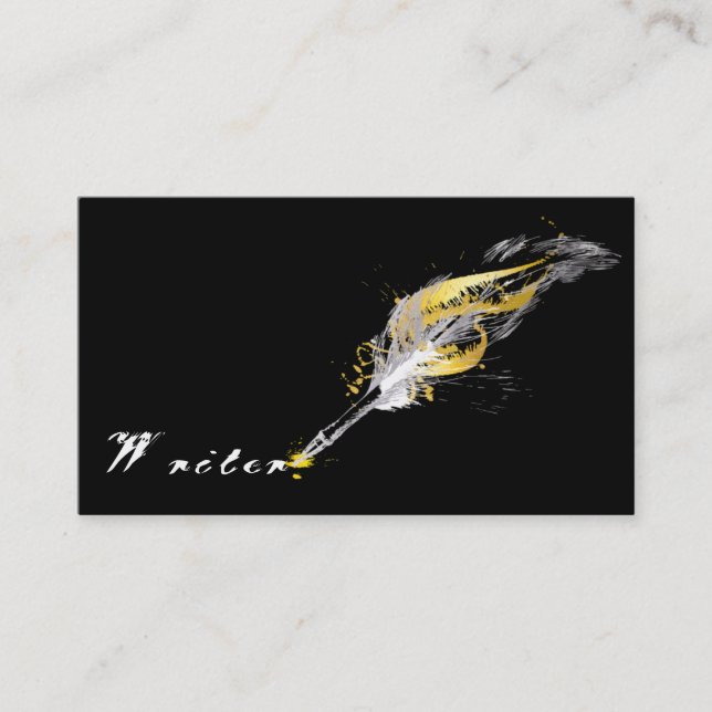 Vintage Feather Quill Pen Business Card (Front)