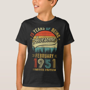 Vintage February 1951 Old 75th Birthday Men Women T-Shirt
