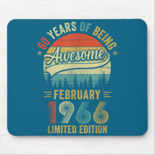 Vintage February 1966 Old 60th Birthday Men Women  Mouse Mat