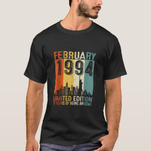 Vintage February 1994 30th Birthday Gifts Women 30 T-Shirt