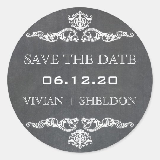 Vintage Feel Ornate Swirls Save the Date Stickers