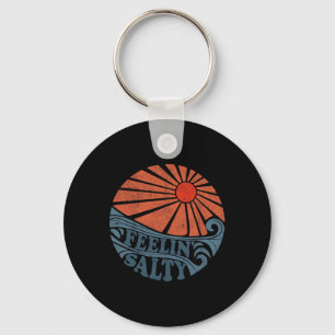 Vintage Feelin Salty Retro 70's Beach Vacation Cut Key Ring