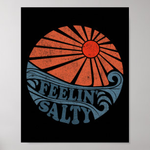 Vintage Feelin Salty Retro 70's Beach Vacation Cut Poster