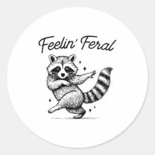 Vintage Feeling Feral Raccoon Meme Funny Trash Pan Classic Round Sticker