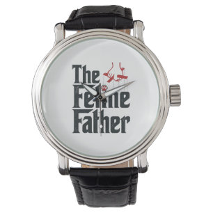 Vintage Feline Father Cat Humor Vector Design_1 Watch