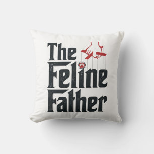 Vintage Feline Father Cat Humour Vector Design_1 Cushion