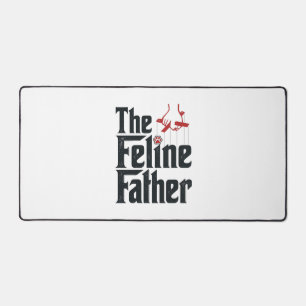 Vintage Feline Father Cat Humour Vector Design_1 Desk Mat