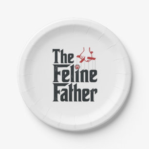 Vintage Feline Father Cat Humour Vector Design_1 Paper Plate