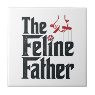 Vintage Feline Father Cat Humour Vector Design_1 Tile