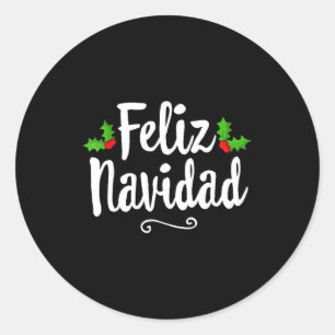 Vintage Feliz Navidad Retro Mexican Christmas Span Classic Round Sticker