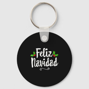 Vintage Feliz Navidad Retro Mexican Christmas Span Key Ring